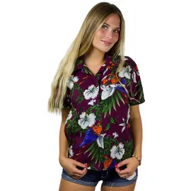 King Kameha Hawaiibluse Cherryparrot Rot XL