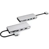 ESTUFF USB-C Dual USB-C Dock USB 3.2 Gen 1 (3.1 Gen 1) Type-C Aluminium, Metallisch (USB-C, 12 Ports), Dockingstation + USB Hub, Silber