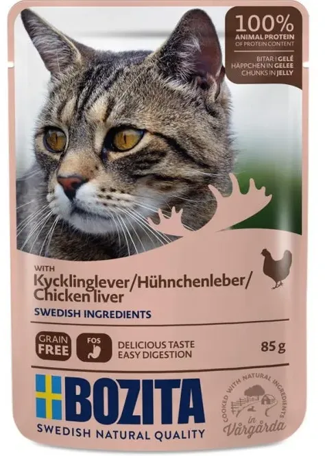 Bozita Pouch Häppchen in Gelee mit Hühnchenleber 12x85g