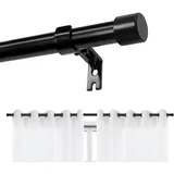 Sientice Verstellbare Gardinenstange, Länge 183–366 Cm (72–144 Zoll) – 2,5 Cm Durchmesser, Stabile Gardinenstange Mit Halterung Und Profil, Schwarz