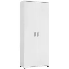 home collective Mehrzweckschrank Weiß, Echtholz, 6 Fächer, 35x184x75 cm Waschküche, Mehrzweckschränke