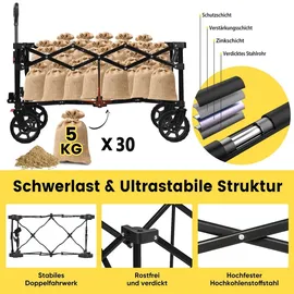 Sekey Bollerwagen faltbar 150 kg grün