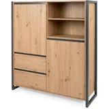 furn.design Highboard 120 x 140 cm Eiche Artisan / Anthrazit