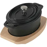 STONELINE Mini Cocotte Oval 12x8,5 cm Gusseisen, Kleiner Topf in Schwarz | Gr.: onesize