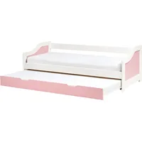 Beliani Ausziehbett Luneray 90 x 200 cm Kiefer rosa