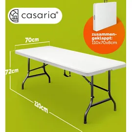 CASARIA Gartentisch 220 x 70 x 72 cm weiß klappbar
