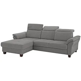 Home Affaire Ecksofa "Solvei L-Form", grau, B:255cm H:104cm T:185cm, Struktur (100% Polyester);Luxus-Microfaser Lederoptik (100% Polyester);Luxus-Microfaser ALTARA NUBUCK (100% Polyester), Sofas, Ecksofa, mit Recamierenabschluß und Sitztiefenverstellung