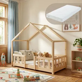 [en.casa] Kinderbett Treviolo 70 x 140 cm Kiefer natur beige