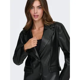 Only Lederblazer ONLY "ONLVERONA FAUX LEATHER FIT BLAZER CC OTW", Damen, Gr. XS, grün (schwarz), Obermaterial: 100% Polyester, unifarben, slim fit, Blazer