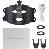 LED Gesichtsmaske mit Rotlichtlampe,7-Farben Kabellose Tragbare LED Lichttherapie Maske,Flexibles Silikon Gesichtspflegegerät für alle Hauttypen Gesichtsschönheit Straffung Verjüngung (Schwarz)
