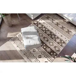Teppich CALO-DELUXE "Ruzica-303" Gr. 6, grau (taupe), B:200cm H:6mm L:290cm, Kunstfaser, Teppiche, Flachgewebe, Vintage Design, Wohnzimmer