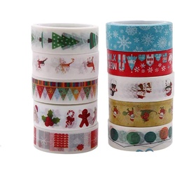 BESTZY 10PCS Bastel Klebeband Weihnachten Dekoband Masking Tape für Scrapbooking...