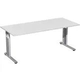 Geramöbel Flex Schreibtisch lichtgrau rechteckig, C-Fuß-Gestell silber 180,0 x 80,0 cm