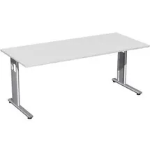 Geramöbel Flex Schreibtisch lichtgrau rechteckig, C-Fuß-Gestell silber 180,0 x 80,0 cm