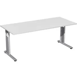 Geramöbel Flex Schreibtisch lichtgrau rechteckig, C-Fuß-Gestell silber 180,0 x 80,0 cm