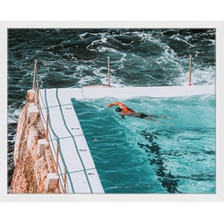 ANY IMAGE Digitaldruck »Ozeanschwimmbad«, Rahmen: Buchenholz, weiß - weiss