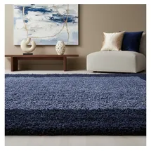 KADIMA DESIGN Teppich Hochflor Langflor Bordüre Kuschelig Waschbar Strapazierfähig Wohnzimmer Schlafzimmer Marineblau 100x200 cm – RHEIN von Kadima Design