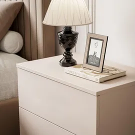 lookway Nachttisch LINA 55 x 52 x 37 cm Beige/Schwarz