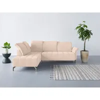 Home Affaire Ecksofa HOME AFFAIRE "Fresh L-Form", beige (creme), B:260cm H:79cm T:220cm, 100% Polyester, Sofas, Ecksofa, Federkern, wahlweise Kopfteilverstellung und motorischer Vorziehsitz