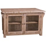 Casa Padrino Küchenbuffet Landhausstil Kücheninsel Naturfarben 135 x 85 x H. 80 cm - Landhausstil Küchenschrank mit 2 Glastüren