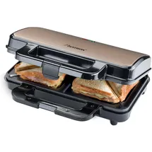 Bestron XL Sandwichmaker, Antihaftbeschichteter Sandwich-Toaster für 2 Sandwiches, inkl. automatischer Temperaturregelung & Bereitschaftsanzeige, ... - Beige
