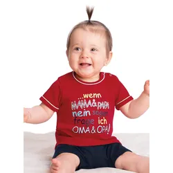 T-Shirt TRIGEMA "TRIGEMA T-Shirt Oma & Opa", Baby, Gr. 80, braun (kirsch), 100% Baumwolle (Bio-Baumwolle kbA), Basic, Kurzarm, Shirts