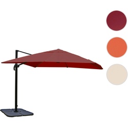 Ampelschirm HWC-A96, Gastronomie Sonnenschirm, 3x3m (√ò4,24m) Polyester/Alu 23kg ~ bordeaux mit St√§nder