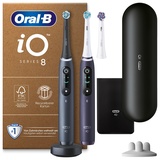 Oral B Oral-B iO Series 8 Plus Edition Elektrische Zahnbürste/Electric Toothbrush, Doppelpack PLUS 3 Aufsteckbürsten inkl. Whitening + Magnet-Etui, 6 Putzmodi, black/violet
