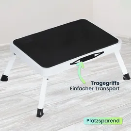 ideoon home ideoon Stabiler Tritthocker, 150 kg - Stahl, Küchenleiter mit Klappsicherungen platzsparend für sicheres Arbeiten