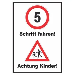 Schritt fahren Achtung Kinder Schild A2 (420x594mm)