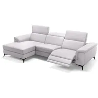 Sofanella Ecksofa Leder AMARO, Eckcouch, Ecksofa, Sitzecke, Polsterecke, Leder Sofas, Ledersofa weiß 297 cm x 97 cm x 108 cm