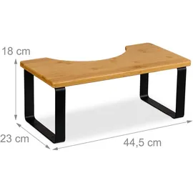 Relaxdays Toilettenhocker, Stuhlgang Unterstützung, WC Hocker Erwachsene, Bambus, HBT: 18 x 44,5 x 23 cm, Natur/schwarz