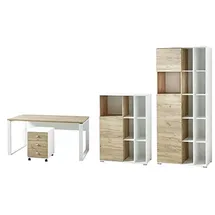 Germania Büromöbel-Set GW-Lioni, inklusive Schreibtisch, Rollcontainer, und 5 OH Schrank braun