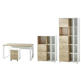 Germania Büromöbel-Set GW-Lioni, inklusive Schreibtisch, Rollcontainer, und 5 OH Schrank braun