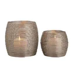 Kerzenständer Set 2-teilig Teelichthalter Windlichter Paris gold o. silber Kerzenhalter : silber