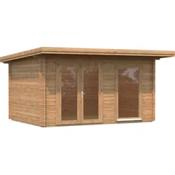 Gartenhaus PALMAKO "Heidi", braun (hellbraun), Fußboden im Gartenhaus, ohne Dacheindeckung, Holz, Gartenhäuser, 11,7 m2, mit Fußboden im Gartenhaus