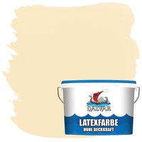 Halvar Latexfarbe hohe Deckkraft Weiß & 100 Farbtöne - abwischbare Wandfarbe für Küche, Bad & Wohnraum Geruchsarm, Abwischbar & Weichmacherfrei (2,5 L, Elfenbein)