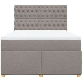 vidaXL Boxspringbett mit Matratze Taupe 140x200 cm Stoff