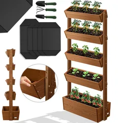 KESSER® Hochbeet mit Etagen Premium Blumenkasten Blumentreppe Pflanztreppe - Gemüsebeet Kräuterbeet Pflanzkübel Frühbeet Blumenbeet Pflanzkasten inkl. Gartenvlies- Beet für Terrasse Balkon & Garten