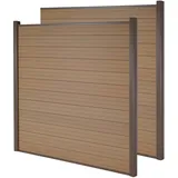 heute wohnen WPC-Sichtschutz Sarthe, Windschutz Zaun, Alu-Pfosten grau braun terak anthrait