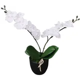 furnicato Künstliche Orchidee mit Topf 30 cm Weiß