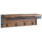 MCW Wandgarderobe MCW-A27, Garderobe Regal, 4 Haken 24x75x24cm 3D-Struktur ~ Wildeiche-Optik