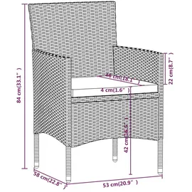 vidaXL 5-tlg. Garten-Bistro-Set Poly Rattan und Hartglas Schwarz - Schwarz