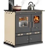 prometey ltd Küchenofen Holzherd ECO LUX INOX, Edelstahlbackfach, creme linke Version