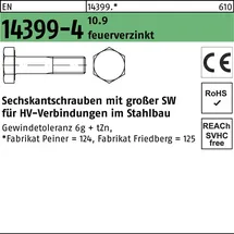 Peiner Sechskantschraube EN 14399-4 M36 x 90 10,9 feuerverzinkt 1 Stück