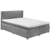 MID.YOU Boxspringbett, Grau, Textil, H2, 7-Zonen, 160x200 cm, gepolstertes Kopfteil, Federkernmatratze, Topper durchgehend, Schlafzimmer, Betten, Doppelbetten
