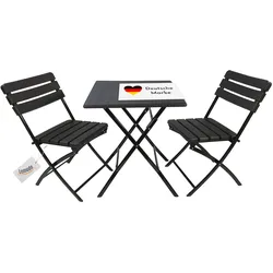 Balkonmöbel Set 3-teilig, klappbar, 2x Balkonstühle + 1x Balkontisch, Holzoptik