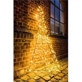 FHS International Lichterkette Kunststoff 2m 200 LEDs warmweiß IP44 schwarz
