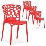 Homestyle4u Gartenstuhl 4er Set in Rot 2460,