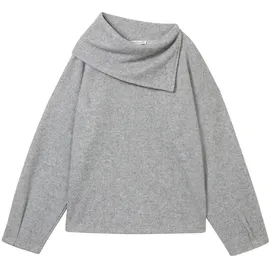 Tom Tailor Damen Sweatshirt mit asymmetrischem Kragen, grau, Meliert, Gr. M